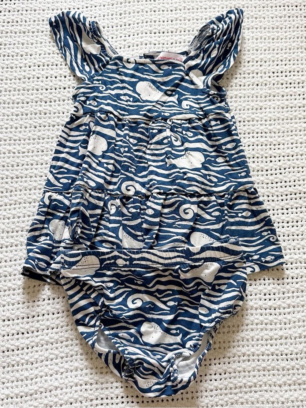 Magnetic Me Whale Hello There Dress and diaper cover Size 0-3 Months